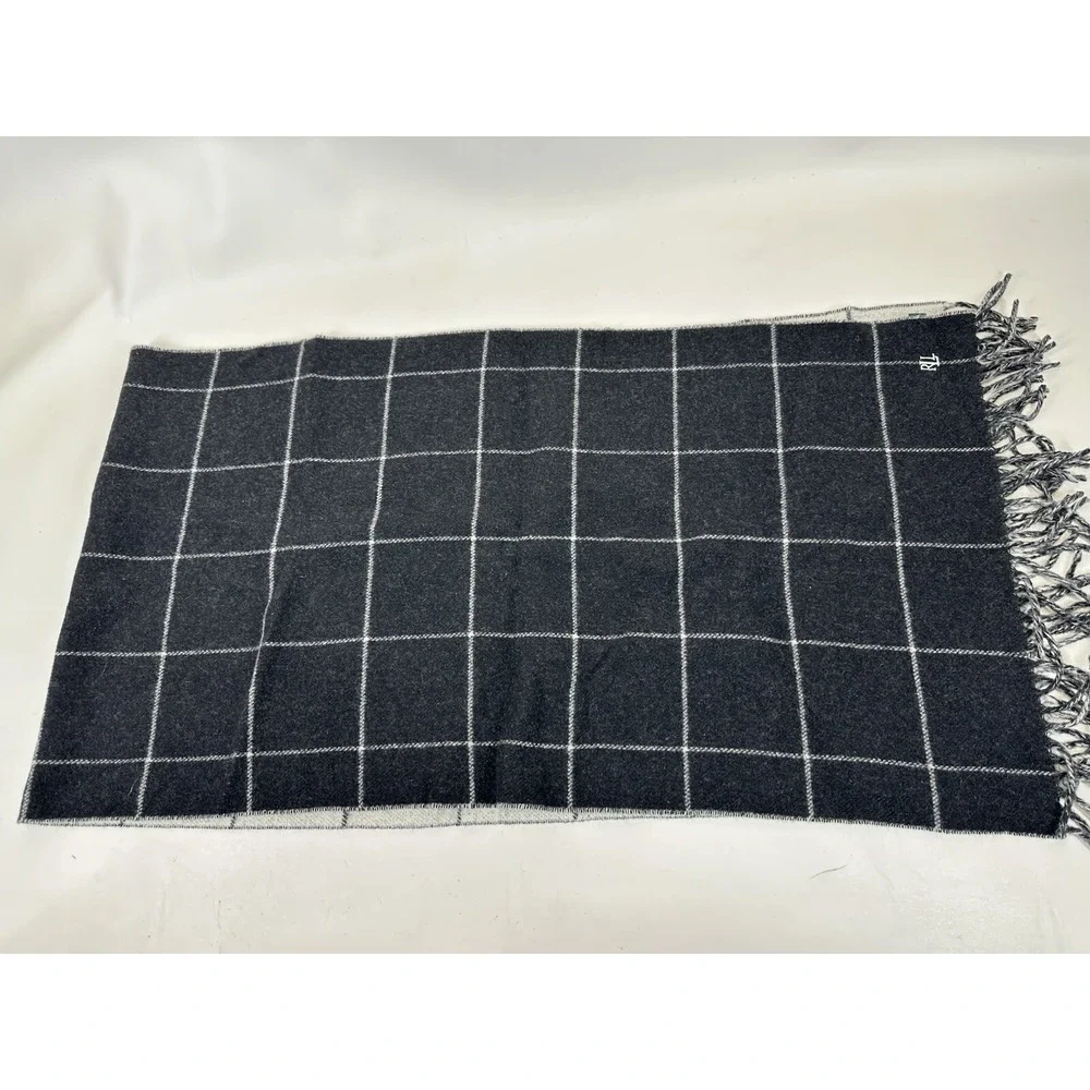 Lauren Ralph Lauren Scarf Lambswool‎ Italy Black Gray 19.5